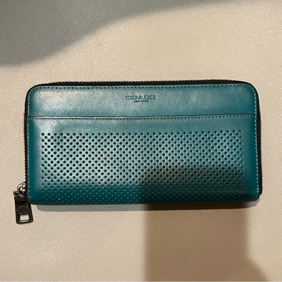 Teal Leather Coach Wallet - Picture 2 of 4